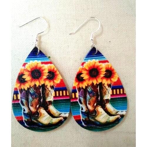 Wholesale sequin earrings imitation leather teardrop women drop earring for jewelry accessories fashion bijoux femme