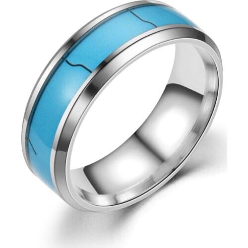 AsJerlya Trendy Wholesale Blue Oil Drip Rings Women Wedding Ring Stainless Steel Ring Dropshipping Women Jewelry