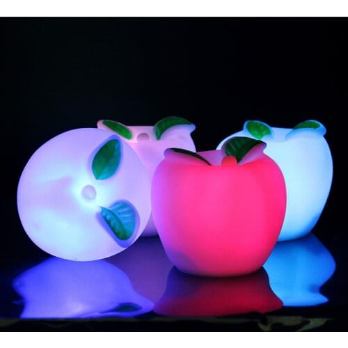 Luminous Toys/With leaves safe fruit/colorful luminous apple/Christmas decoration gifts/colorful light/baby toys for children