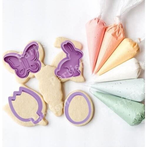 1Pack DIY Baking Molds Easter Cookies Plastic Bag Cartoon Animal Biscuit Cutter Rabbit Baking Tools for Party Cupcake Needs