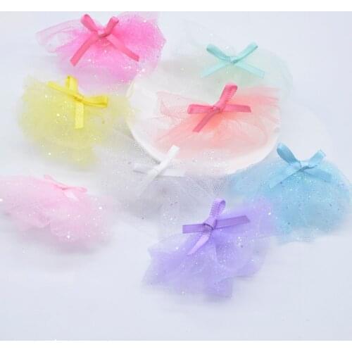 16Pcs 60*40mm Chiffon Patches Mesh Ballet Skirt Appliques for DIY Baby Clothes Shoes Hat Headwear Hair Clips Accessories Decor