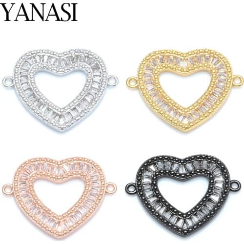 4 Colors Gold Sliver Love Heart Connector DIY Bracelet Jewelry For Women Lovers Handmade Lucky Birthday Gift Wholesale