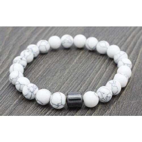 8mm vht3434 adjusted rope Yoga howlite labradorite map Stone white black volcanic lava stone bead Bracelet Magnetite Bangles