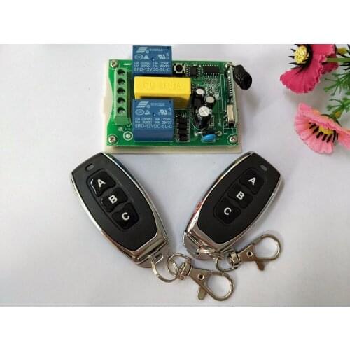 AC 220 V RF 2CH Wireless Remote Control 1* Receiver +2* Transmitter tubular motor garage door projection screen 3 button