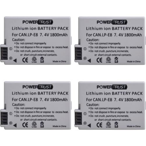 PowerTrust LP-E8 LPE8 LP E8 Camera Battery for Canon EOS 550D 600D 650D 700D kiss X4 X5 X6i X7i Rebel T2i T3i T4i T5i