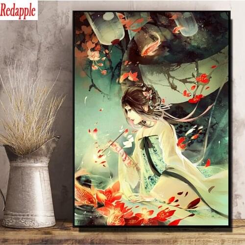 5D DIY Diamond Painting Japanese woman Full Square/Round Drill fish koi pattern Embroidery Cross Stitch mosaic kits Home Decor