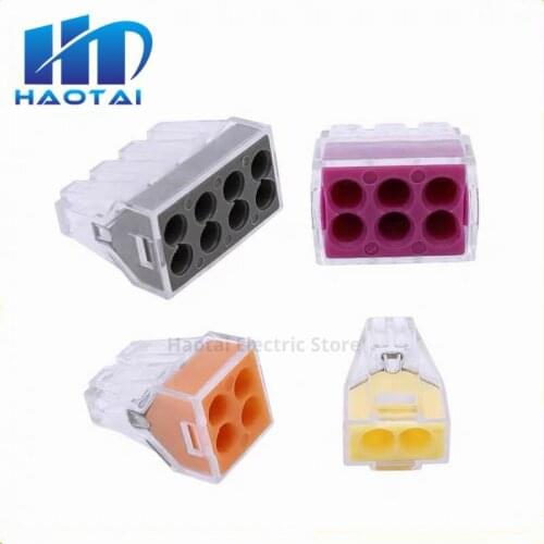 Free shipping 10pcs PCT-102/104/106/108 Push wire wiring connector For Junction box 2/4/6/8 pin conductor terminal block