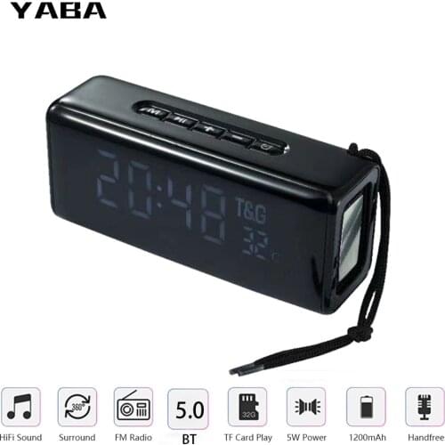 Bluetooth-compatible Wireless speaker with LED Alarm Clock TF Music Boombox Subwoofer FM radio center for mobile phone computer