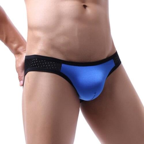 Mens Underwear Briefs Summer Ice Silk Sexy Underpants Men Briefs Breathable Mesh Low Waist Male Panties