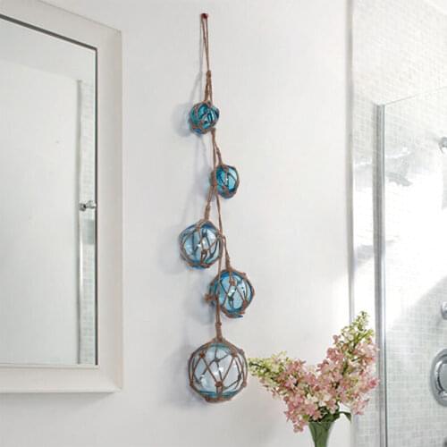 European Creative Wall Hanging Hemp Glass Float Ball Wall Mural Crafts Decoration Rustic 3D Stereo Wall Mural Ornaments Decor