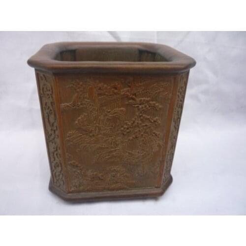 Rare Qing Dynasty(1736-1785) wooden brush pot,free shipping