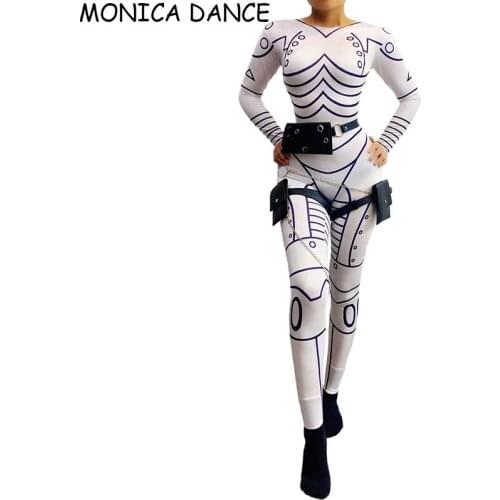 Halloween Party Stripe Jumpsuit Zentai Catsuit Pole Dance Jumpsuit Dj Bar Club Bithday Outfit Women Skinny Festival Costume