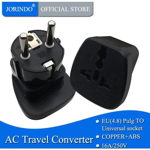 JORINDO Germany France Indonesia South Korea 10A 16A 250V US UK swiss italy japan india Israel to EU Travel adaptor plug charger