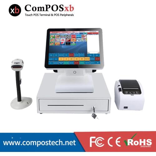 15 Inch Cashier Register All In One Pos Computer Pc For Shop J1900 DDRIII 4GB SSD 128GB