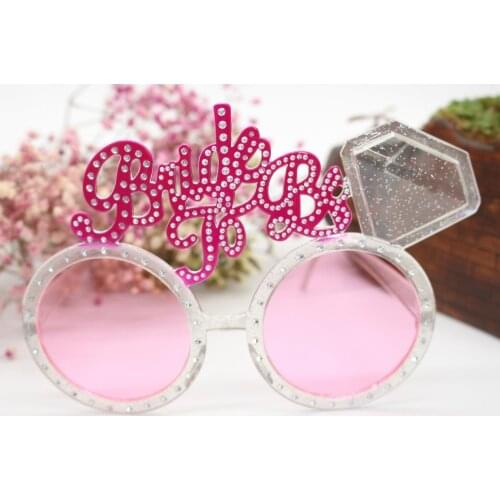 Bride To Be Glasses Pink Diamond Ring Shower Products Bride Sunglasses Eye Decoration Bachelorette Hen Party Supplies DT8