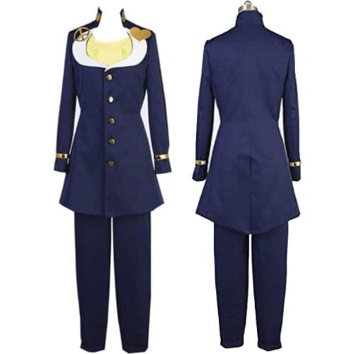 JoJos Bizarre Adventure Josuke Higashikata Cosplay Costume Blue Suit Uniform Party Carnival Halloween Costume Wig for Men Adult