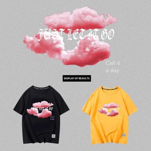 Lovely Pink cloud heat transfer printing iron decorative stickers on womens T-shirt decoration can be customized pattern