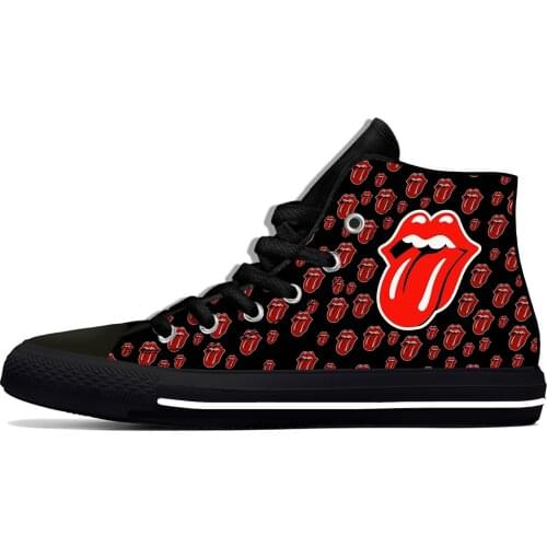 Stones Metal Rock Band Rolling The Music Fashion Casual Cloth Shoes High Top Lightweight Breathable 3D Print Men Women Sneakers
