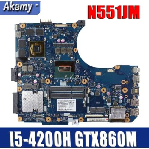 Amazoon N551JM Laptop motherboard For Asus N551JM G551JM N551JW N551J N551 Test Original Mainboard I5-4200H GTX860M