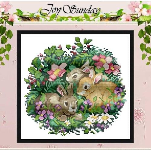 Three little rabbits patterns counted 11CT 14CT Cross Stitch Sets DIY Chinese Cross-stitch Kits Embroidery Needlework Home Decor