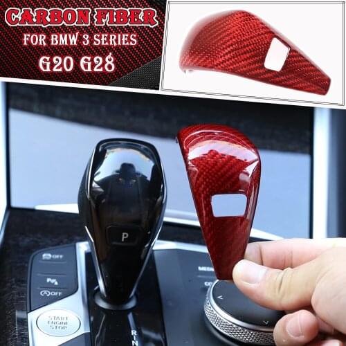 Carbon Fiber Car Gear Shift Handle Sleeve Sticker Cover Trim Car Decoration Fit for BMW 3 series G20 G28 2020 Car Accessories
