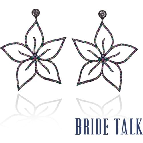 Bride Talk Flower Shape Beautiful Women Earrings Cubic Zirconia Luxury Fashion Bridal Jewelry For Wedding Lady Accessories