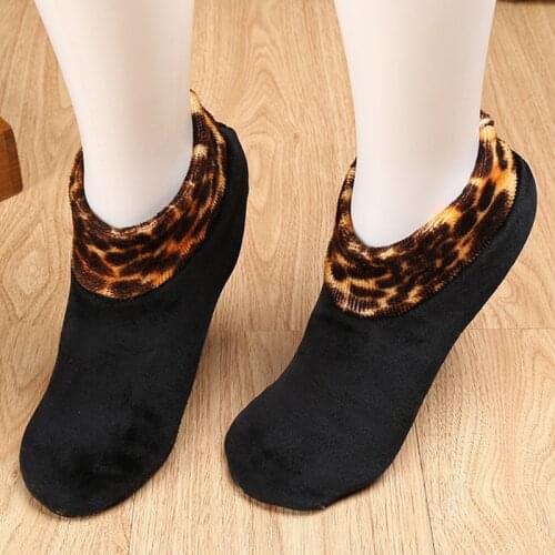 New Fashion Mens Women Winter Warm Thicken Bed Patchwork Leopard Sock Non Slip Elastic Floor Socks Slipper Leg Warmers 9 Colors