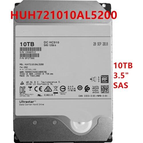 New HDD For WD/Hgst 10TB 3.5" SAS 12 Gb/s 256MB 7200RPM For Internal HDD For Enterprise Class HDD For HUH721010AL5200