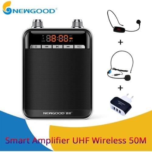 Portable Speaker Mini UHF Wireless MIC Voice Amplifier Loudspeaker FM Radio with Headset Microphone For teachers tour guide