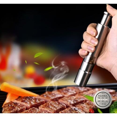 Stainless Steel Thumb Push Pepper Shaker Mill Portable Manual Spice Sauce Salt Pepper Grinder For Household Kitchen Accessories