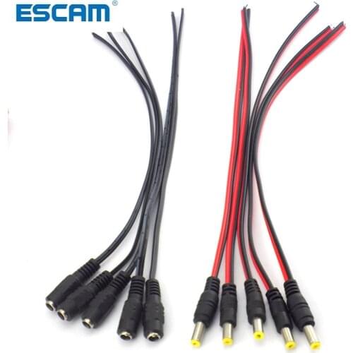 12V DC Connectors Male Female jack cable adapter plug power supply 26cm length 5.5 x 2.1mm for CCTV Camera