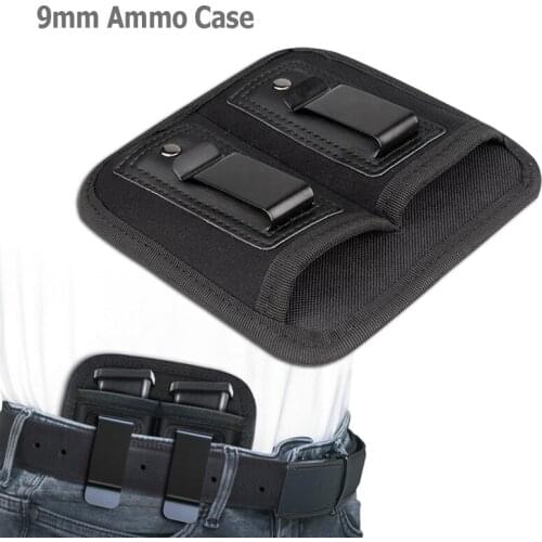 Tactical Double Magazine Pouch Universal Concealed 9mm Ammo Case for Glock 17 19 21 Beretta 92 Pistol Mag Carrier with Belt Clip