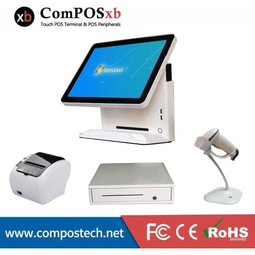 ComPOSxb Point of sale system 15" touch screen computer POS with printer/scanner/cash drawer point of sale pos machine