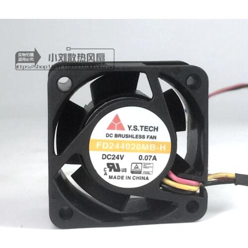 Y.S TECH FD244020MB-H DC 24V 0.07A 40x40x20mm 3-Wire Server Cooling Fan