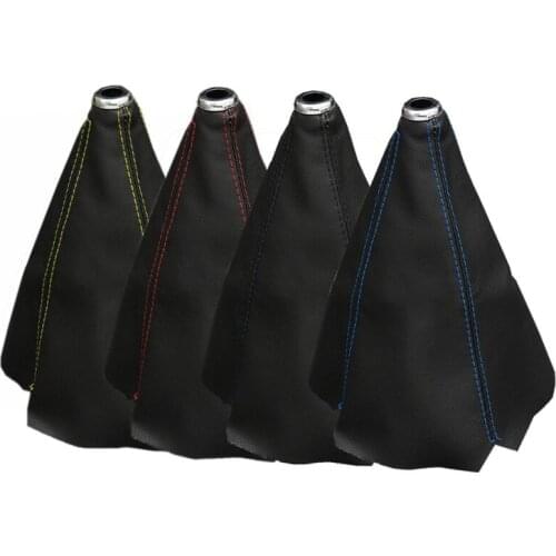 Universal PU Leather Car Gear Shift Collars Carbon Fiber Auto Car Manual Stick Shifter Knob Gear Shift Boot Cover Gaiter