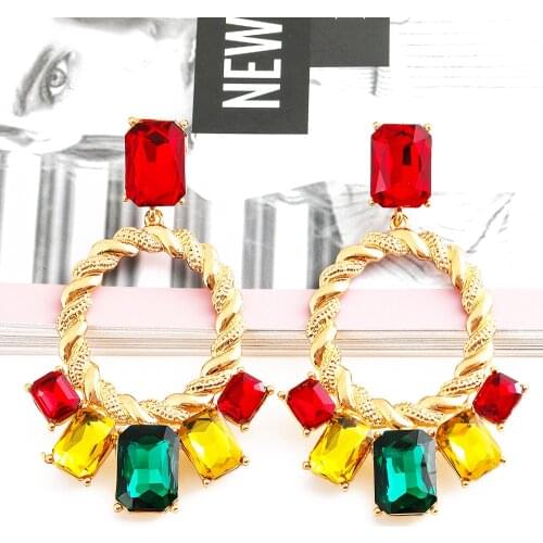 Za Vintage Drop Earrings Eternity Stone Zircon Crystal Hanging Earring For Women 2021 Wholesale New Infinity Jewelry Accessories