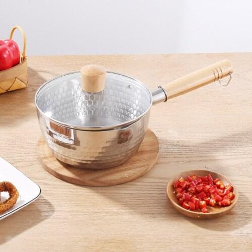 Stainless steel Japanese snow saucepan thickened flat-bottomed non-stick pots kitchen supplies with lid soup pot milk pot