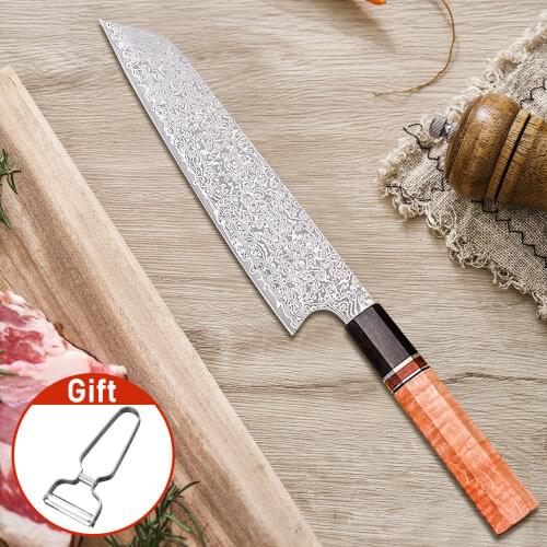 Japanese Damascus Steel Knife Kiritsuke Knife Real Damascus Steel Razor Sharp Blade with Wooden Handle Chef Knife For Meat Fish