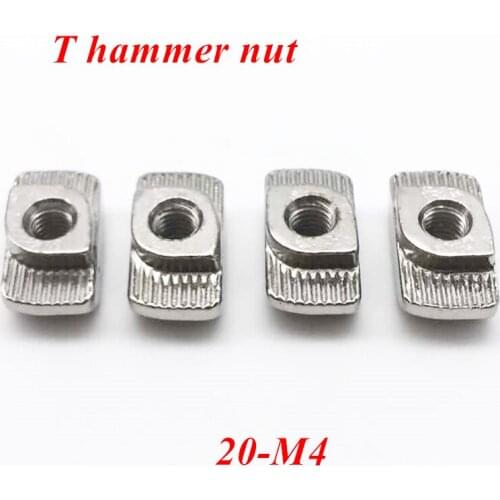 100pcs 20-M4 T nuts for 20 series Slot t-nut sliding t nut hammer Drop In Nut Fasten connector 2020 Aluminum profile Extrusion