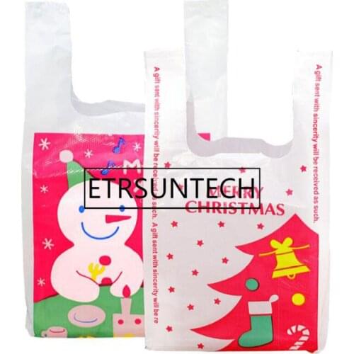 500pcs Red Green Christmas Snowman Merry Christmas Gift Bags Candy Bags For Merry Christmas Party Favors Packaging
