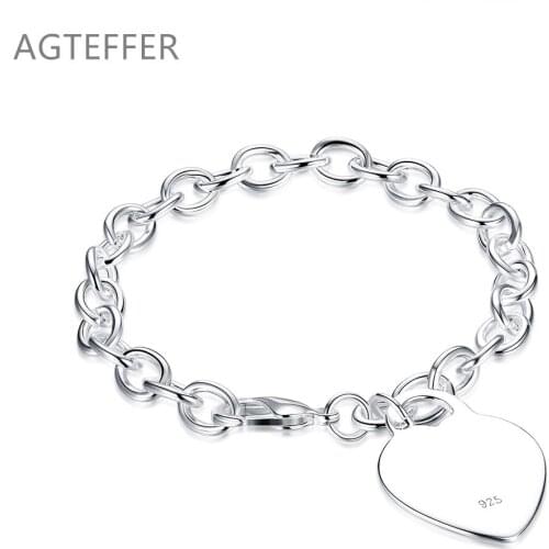 AGTEFFER 925 Sterling Silver Love Heart Lock For Women Wedding Engagement Party Fashion Jewelry