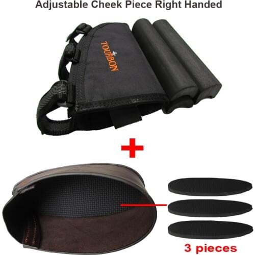 Tourbon Hunting Gun Accessories Adjustable Black Gun Buttstock Cheek Rest Pad Rifle Leather Gun Recoil Pad with 3 Pieces Pad