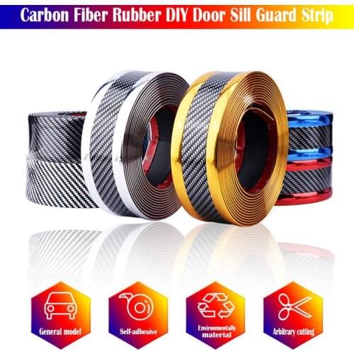 Car Sticker 5D Carbon Fiber Rubber Protector Door Sill Auto Styling Car Bumper Strip Protectors Car Styling Exterior Accessories