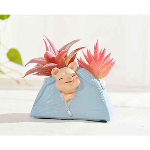 Roogo Camping Animal Flowerpot For Home Garden Decoration Rattan Succulent Cactus Bonsai Planter Pen Container