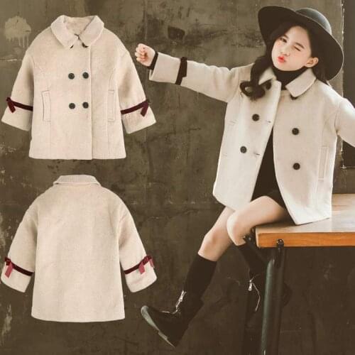 Girls Winter Wool Blend Jackets Teenage Winter Coats Children Wintercoat Kids Warm Outerwear Girls Trench Coat 4 6 7 8 9 12 14 Y