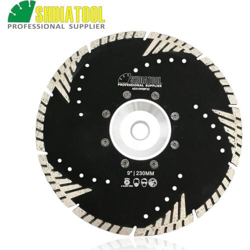 SHDIATOOL 230mm Hot pressed Diamond turbo Blade with Slant protection teeth 9" Diamond Blades for stone & concrete cutting