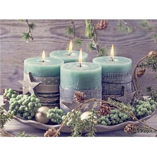 Diy Scenery Embroidery Mosaic Craft Candles Diamond Painting Kits Crystal Picture Wall Paper Rhinestone Drawing Christmas Gift