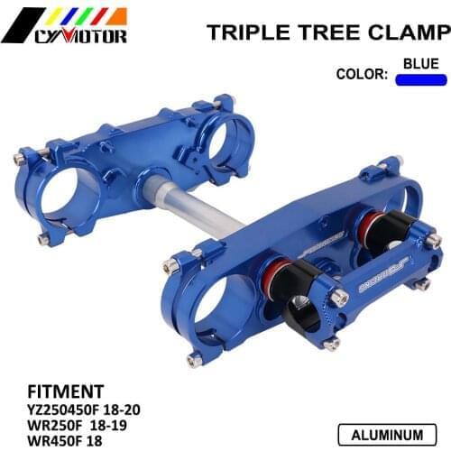 For Yamaha YZ250 YZ450F WR250F WR450F CNC Upper Lower Triple Tree Clamps Steering Stem Handlebar Riser Mount Front Rear Locking