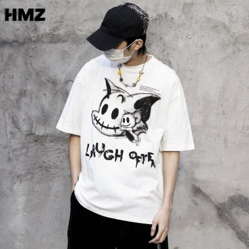 HMZ T Shirt Hip Hop Men 2021 Dark Streetwear Tshirt Gothic Print Harajuku Short Sleeve Summer T-Shirt Cotton Tops Oversize Tees