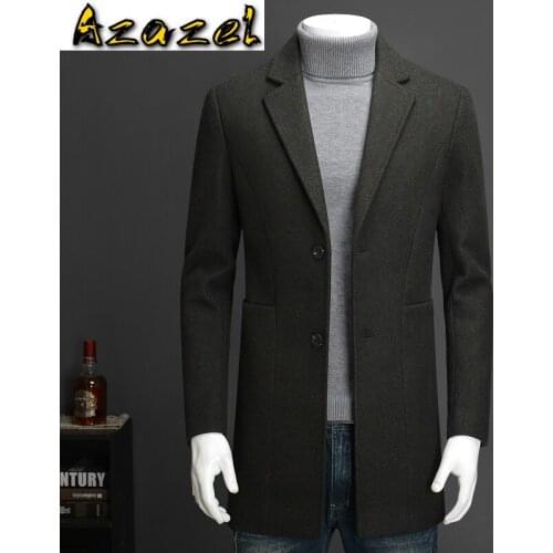 Hot 2020 New Korean Slim Long Jackets Coats Single Breasted Casual Men Wool Blend Jackets Winter For Male Wool Overcoat L-3XL